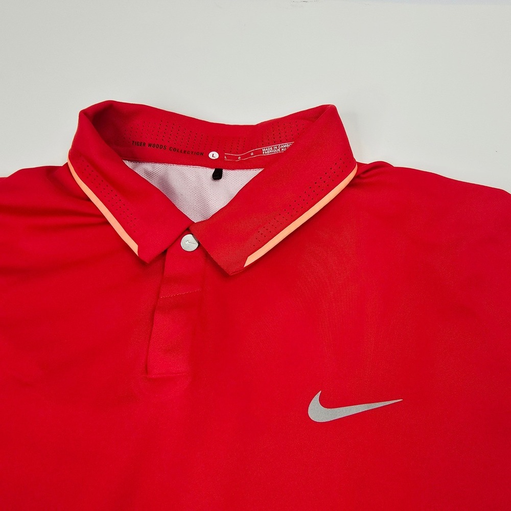 Nike Tiger‎ Woods Collection Dri Fit Red Golf Polo Shirt Mens Large L - Picture 3 of 12